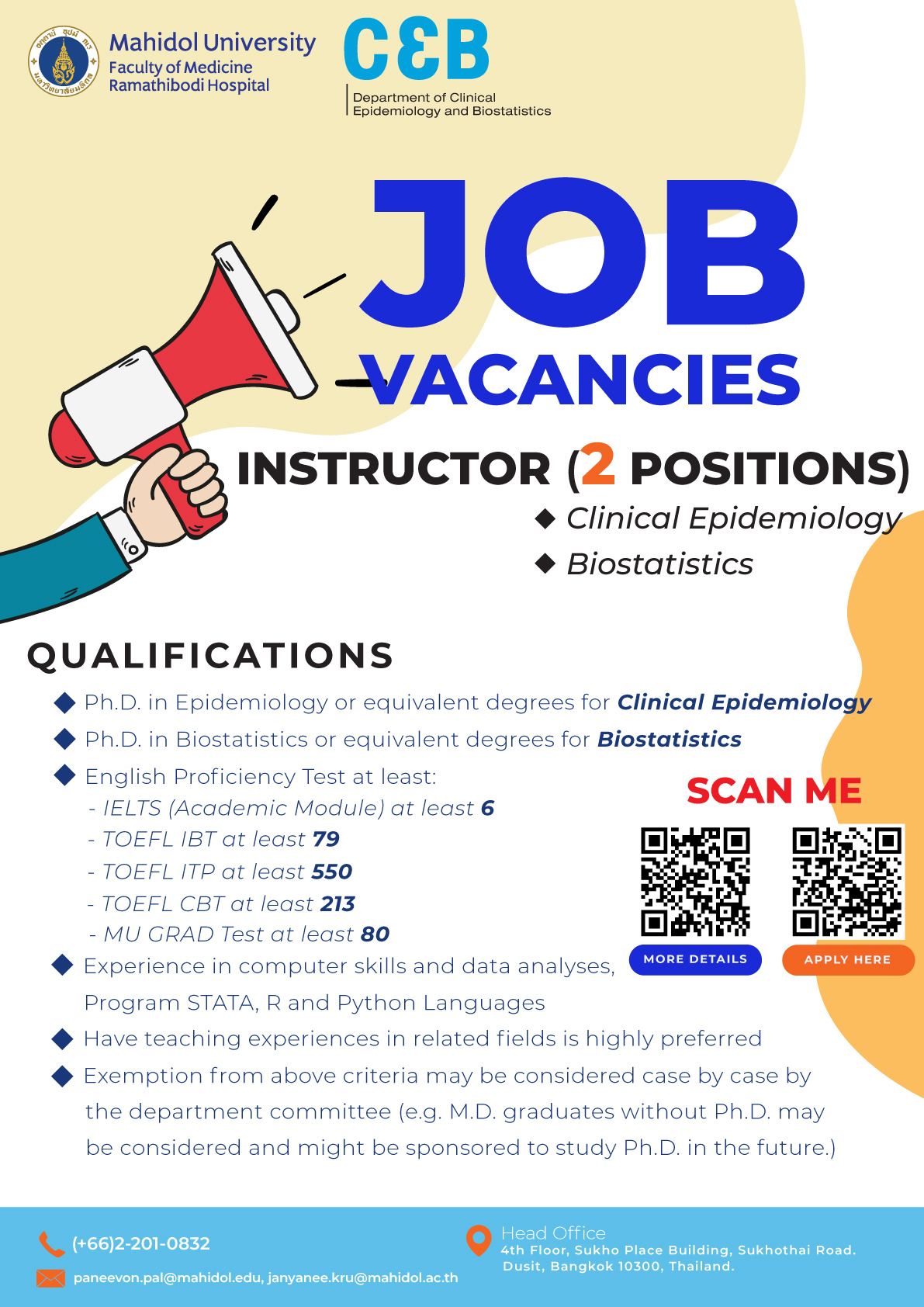 Job Vacancies  Mahidol University Faculty of Medicine Ramathibodi Hospital
