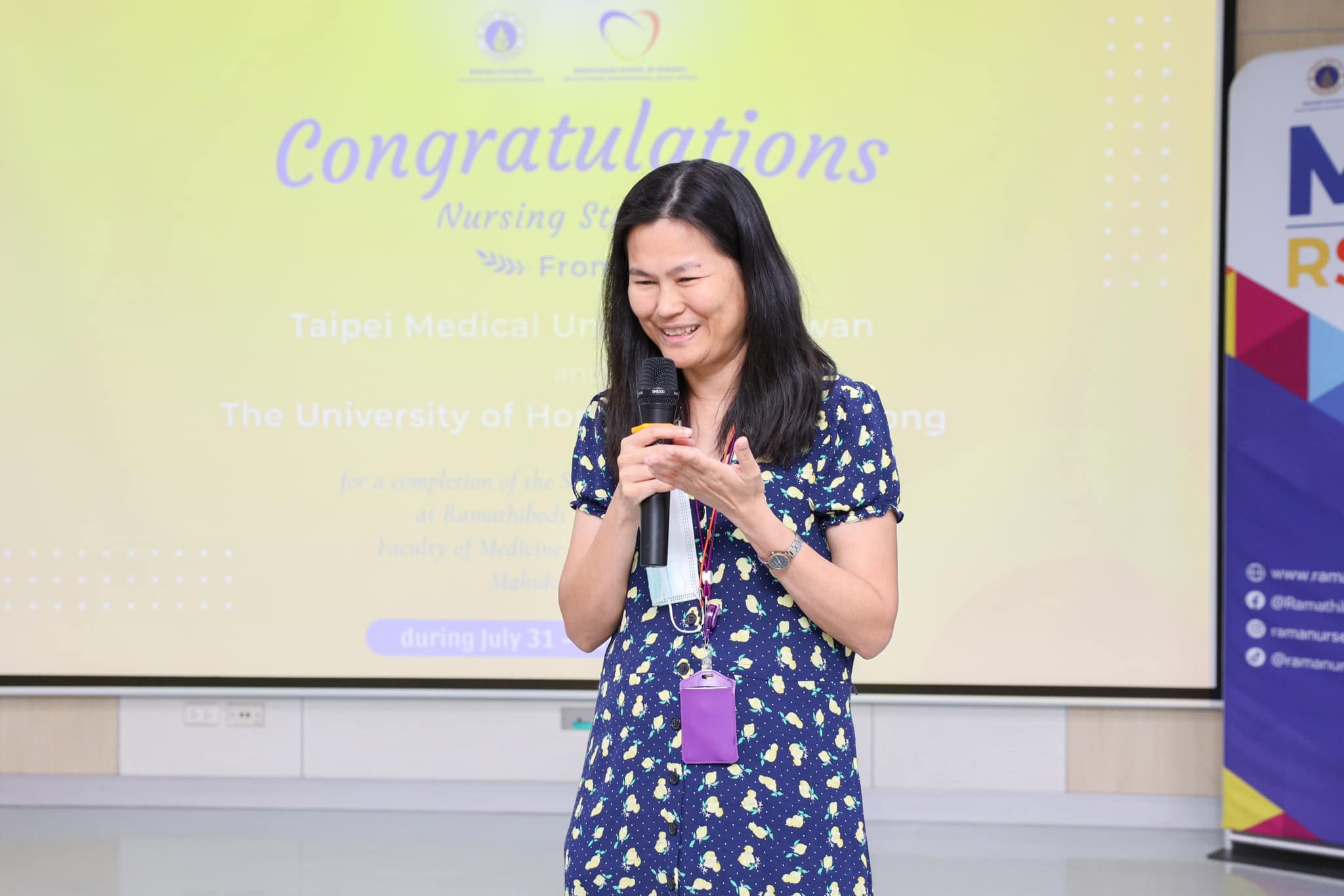 A farewell ceremony for exchange nursing students from Taipei Medical University, Taiwan, and University of Hong Kong, Hong Kong.