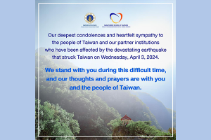 We stand with you during this difficult time, and our thoughts and prayers are with you and the people of Taiwan.
