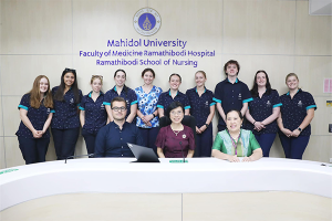 The administrative members of Ramathibodi School of Nursing, Faculty of Medicine Ramathibodi Hospital, Mahidol University, welcomed a lecturer and nursing students from the University of Newcastle, Australia.