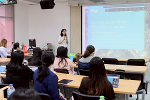 First-year students of the Master of Nursing Science Program at Ramathibodi School of Nursing attended a special lecture titled “The relationship between leadership and policy development and implementation” delivered by a faculty member from the University of California San Francisco (UCSF), USA.