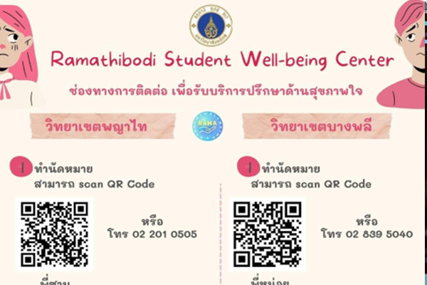 “ช่องทางการติดต่อสำหรับนักศึกษา เพื่อรับบริการด้านสุขภาพใจ”