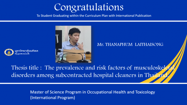 Congratulations To Mr.THANAPHUM LAITHAISONG