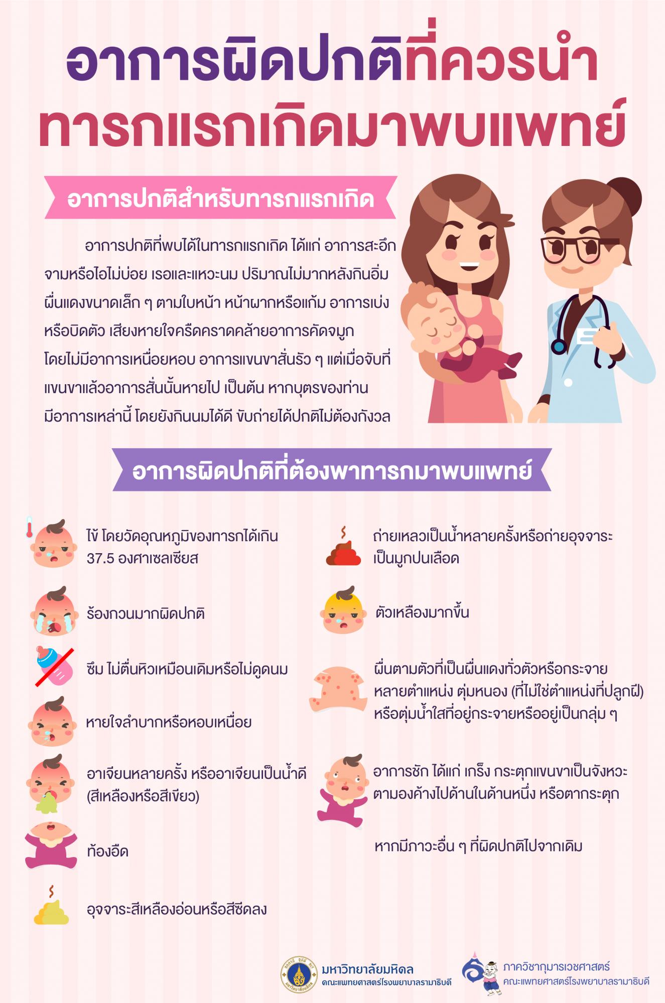 อาการผิดปกติที่ควรนำทารกแรกเกิดมาพบแพทย์