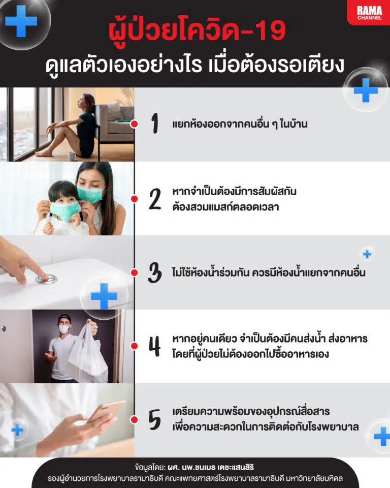 ผู้ป่วยโควิด-19 ดูแลตัวเองอย่างไรเมื่อต้องรอเตียง