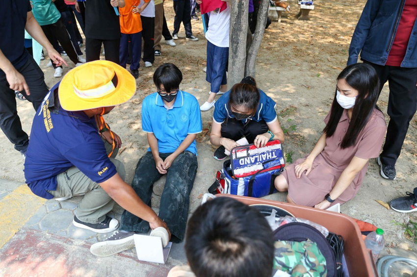ภาพ โครงการฝึกซ้อมแผนอพยพและเตรียมความพร้อมต่อภัยพิบัติหรือสภาวะฉุกเฉิน วิทยาลัยราชสุดา มหาวิทยาลัยมหิดล