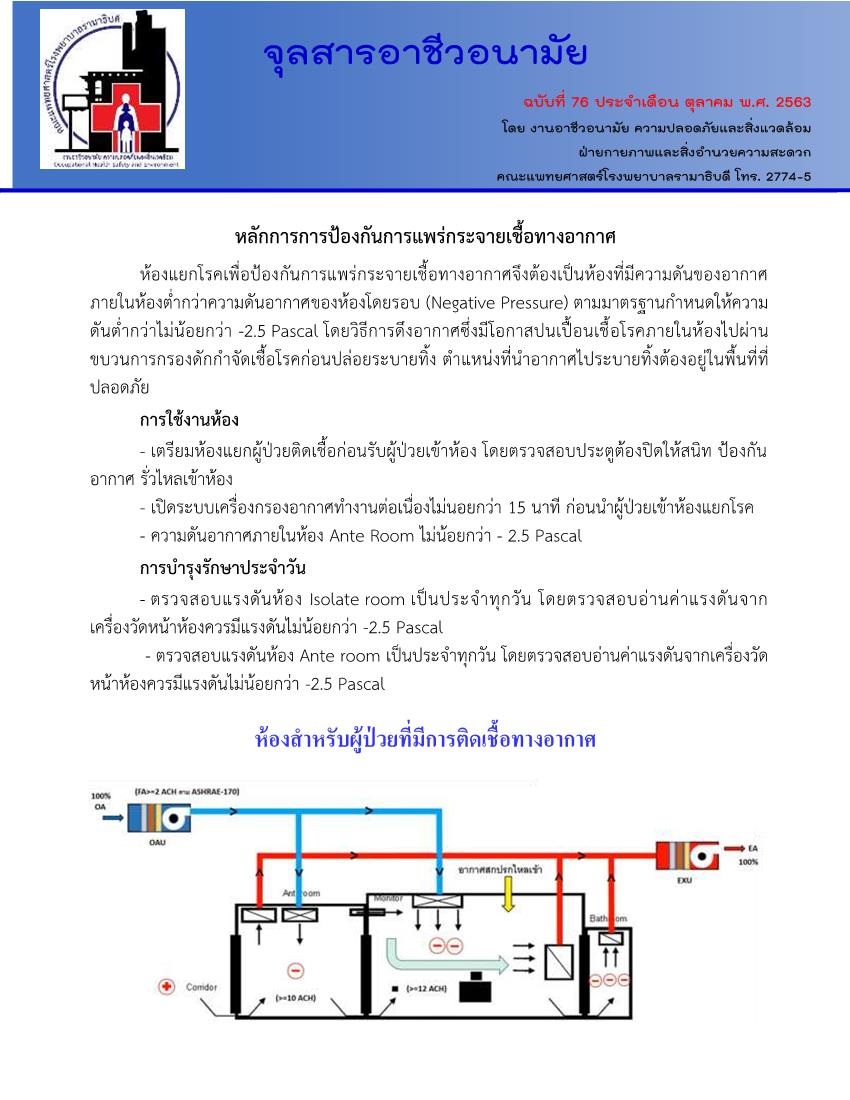 จุลสารอาชีวอนามัย ประจำเดือน ตุลาคม พ.ศ. 2563