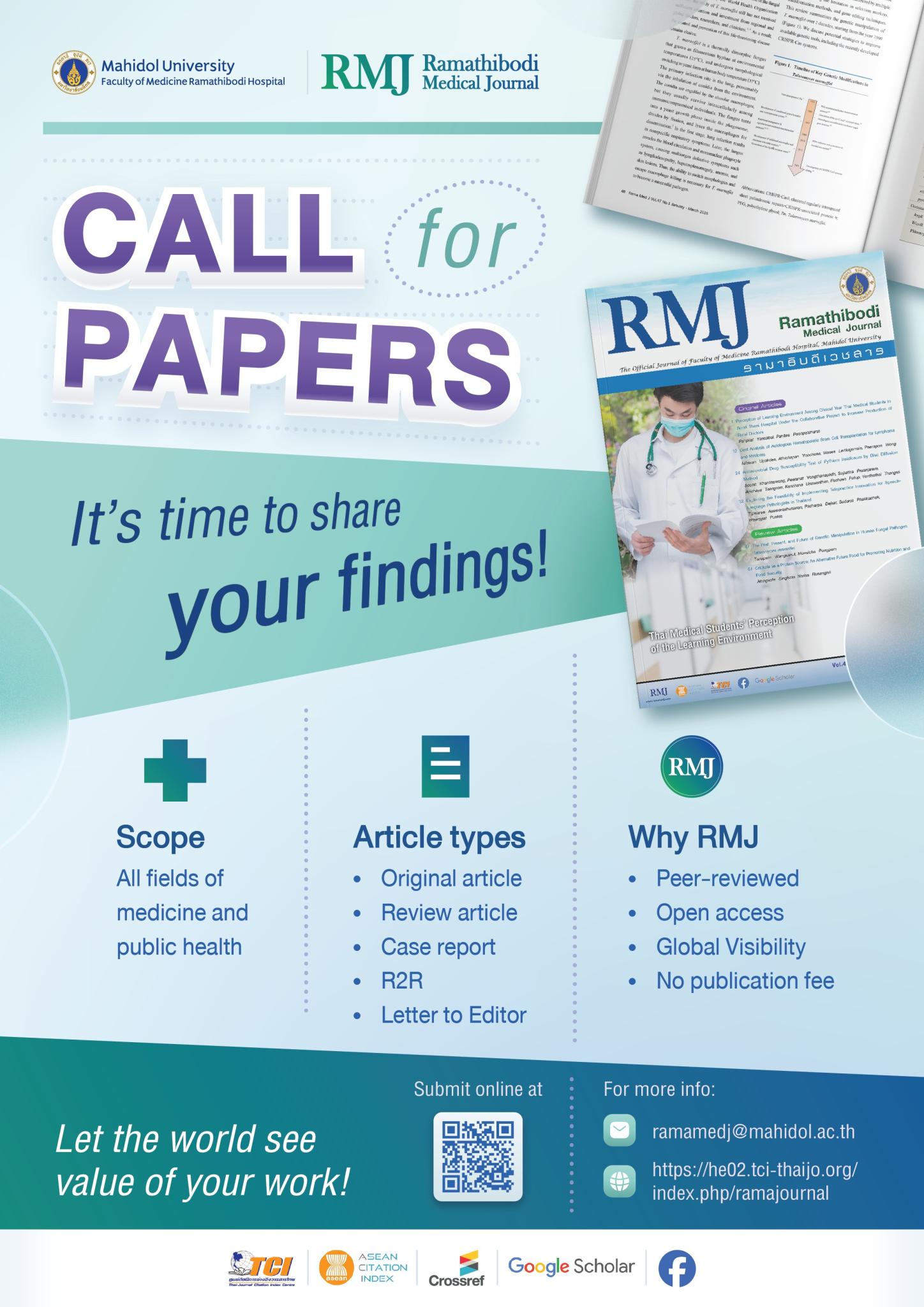 Ramathibodi Medical Journal CALL for PAPERS It’s time to share your findings!