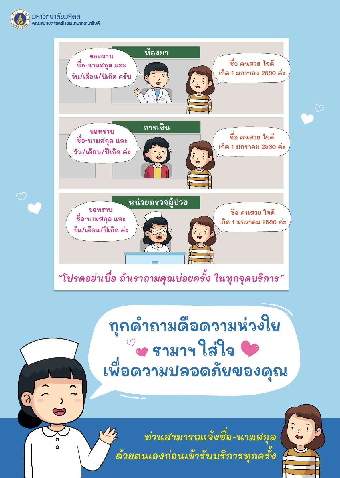 ทุกคำถามคือความห่วงใย รามาฯ ใส่ใจ เพื่อความปลอดภัยของคุณ
