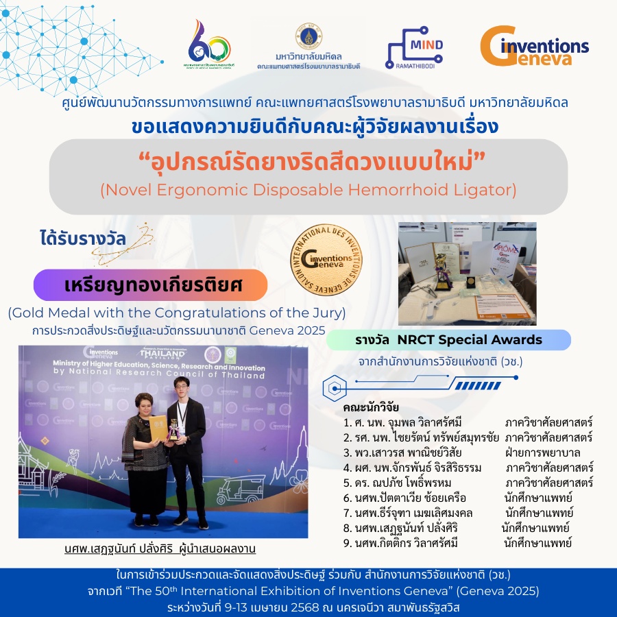 ขอแสดงความยินดีกับบุคลากรทางการแพทย์ คณะนักวิจัย และนักศึกษาแพทย์