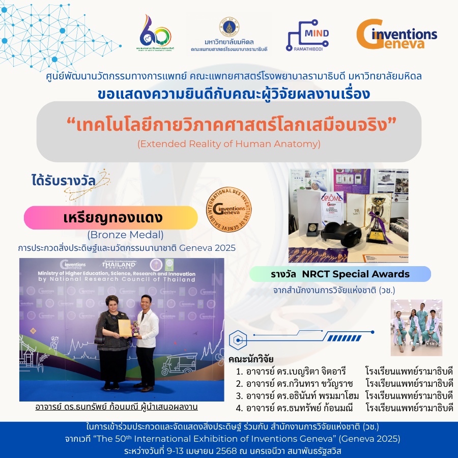 ขอแสดงความยินดีกับบุคลากรทางการแพทย์ คณะนักวิจัย และนักศึกษาแพทย์
