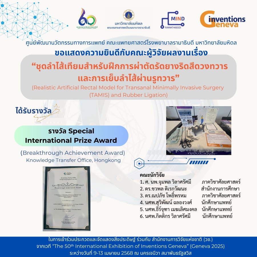 ขอแสดงความยินดีกับบุคลากรทางการแพทย์ คณะนักวิจัย และนักศึกษาแพทย์
