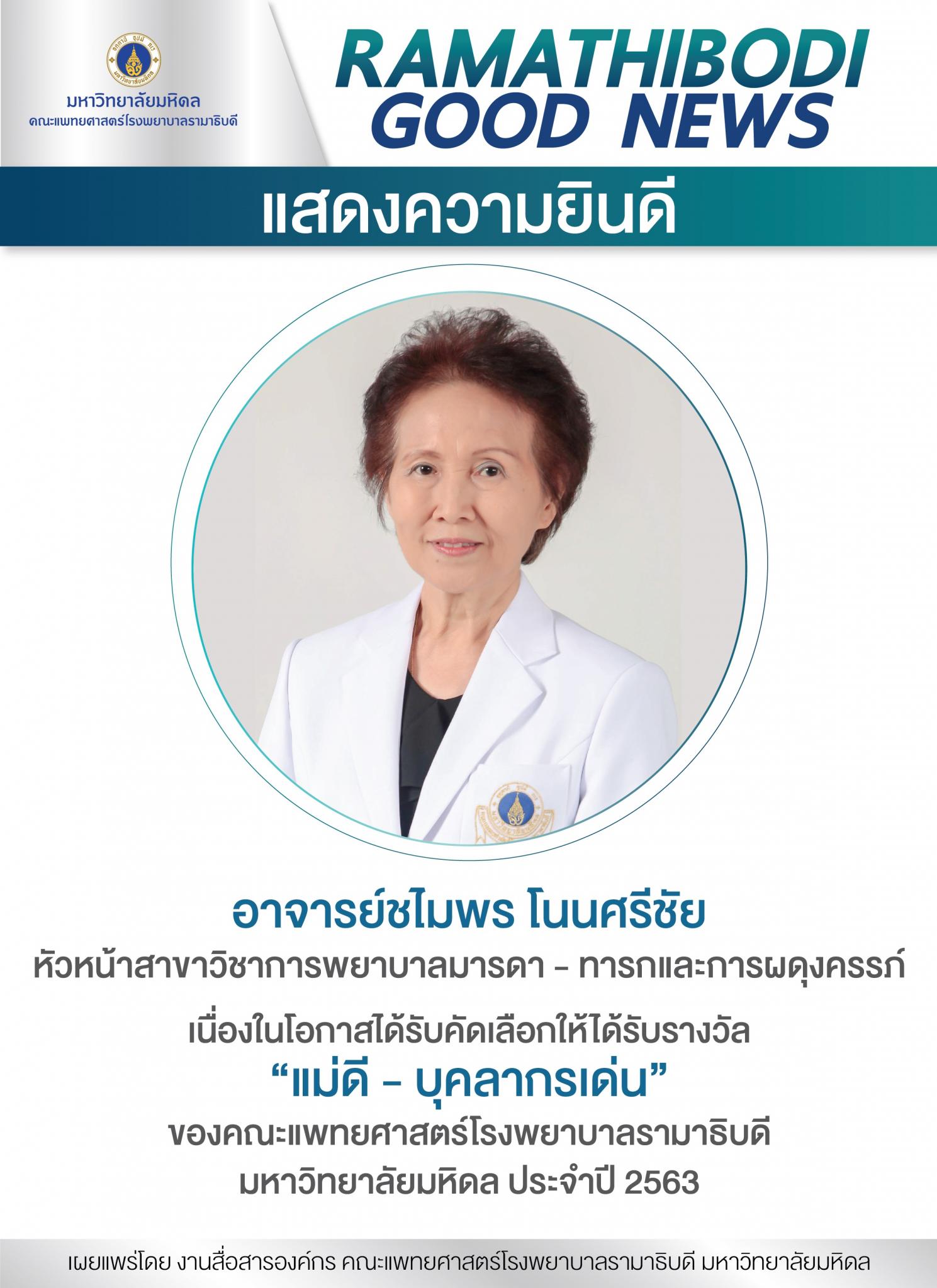 แสดงความยินดี อาจารย์ชไมพร โนนศรีชัย