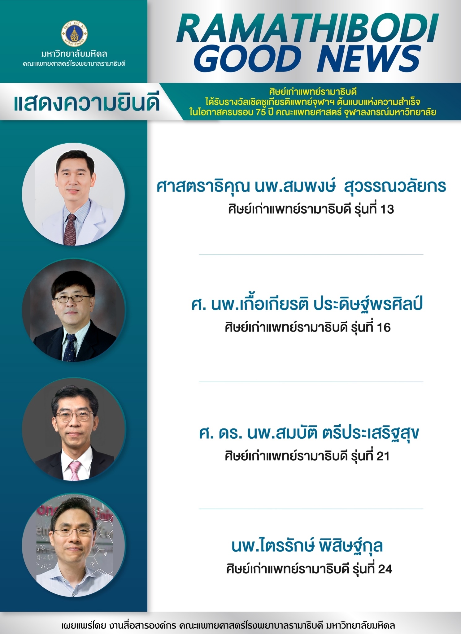 แสดงความยินดี ศิษย์เก่าแพทย์รามาธิบดี