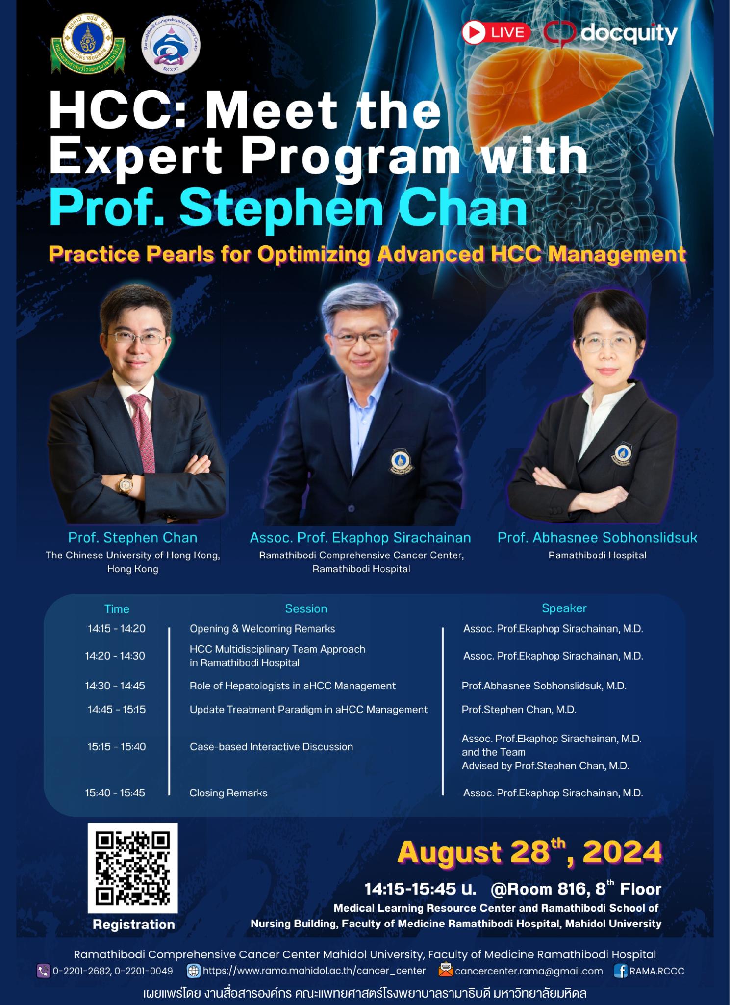 HCC: Meet the Expert Program with Prof. Stephen Chan Practice Pearls for Optimizing Advanced HCC Management