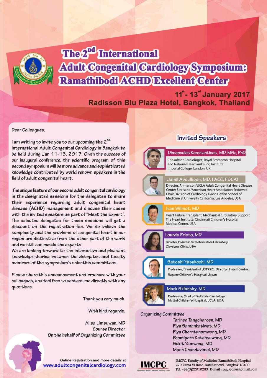 The 2nd International Adult Congenital Cardiology Symposium: Ramathibodi ACHD Excellent Center