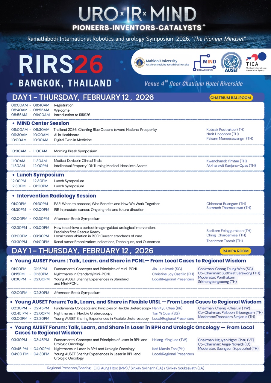 Ramathibodi International Robotics and urology Symposium 2026: “The Pioneer Mindset”