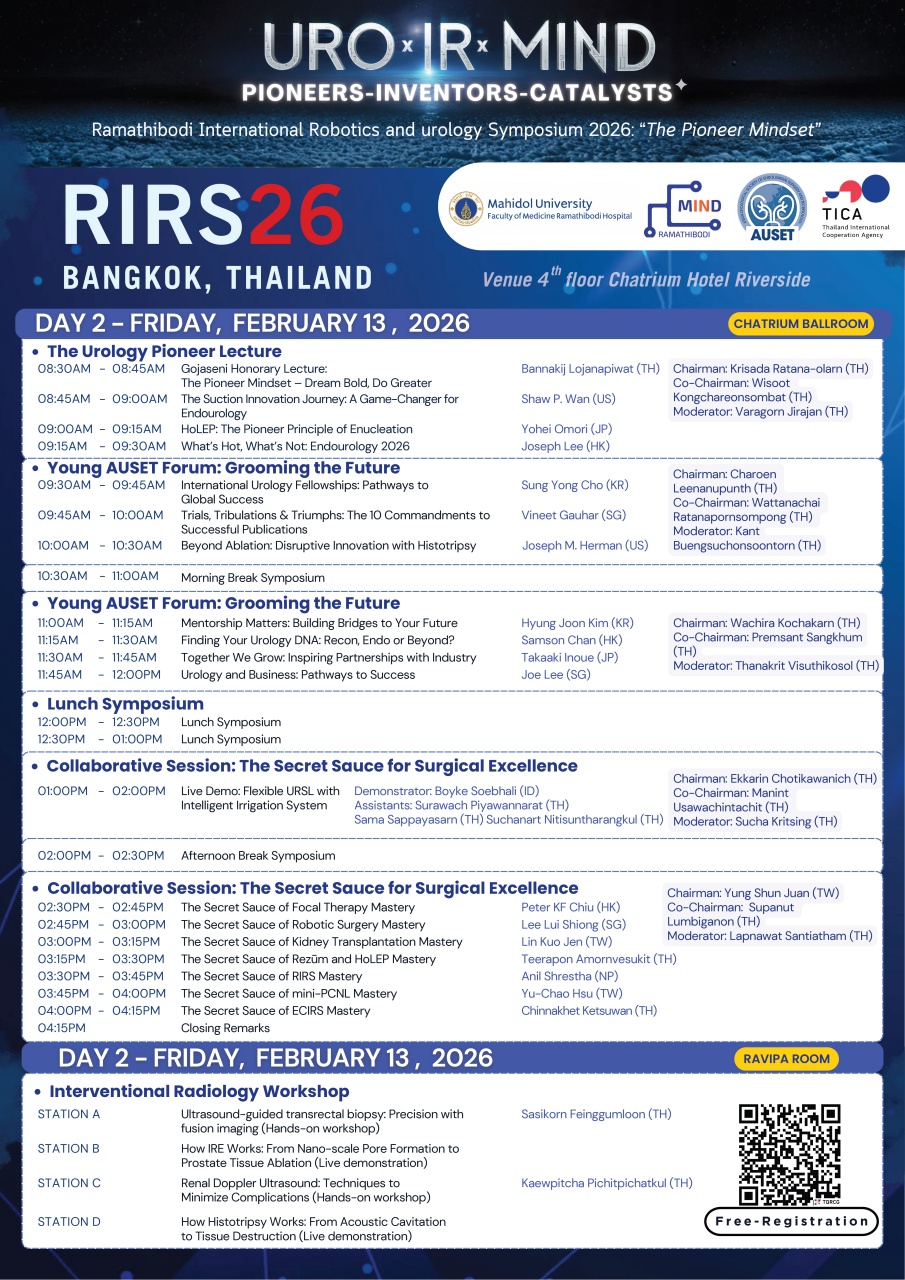 Ramathibodi International Robotics and urology Symposium 2026: “The Pioneer Mindset”