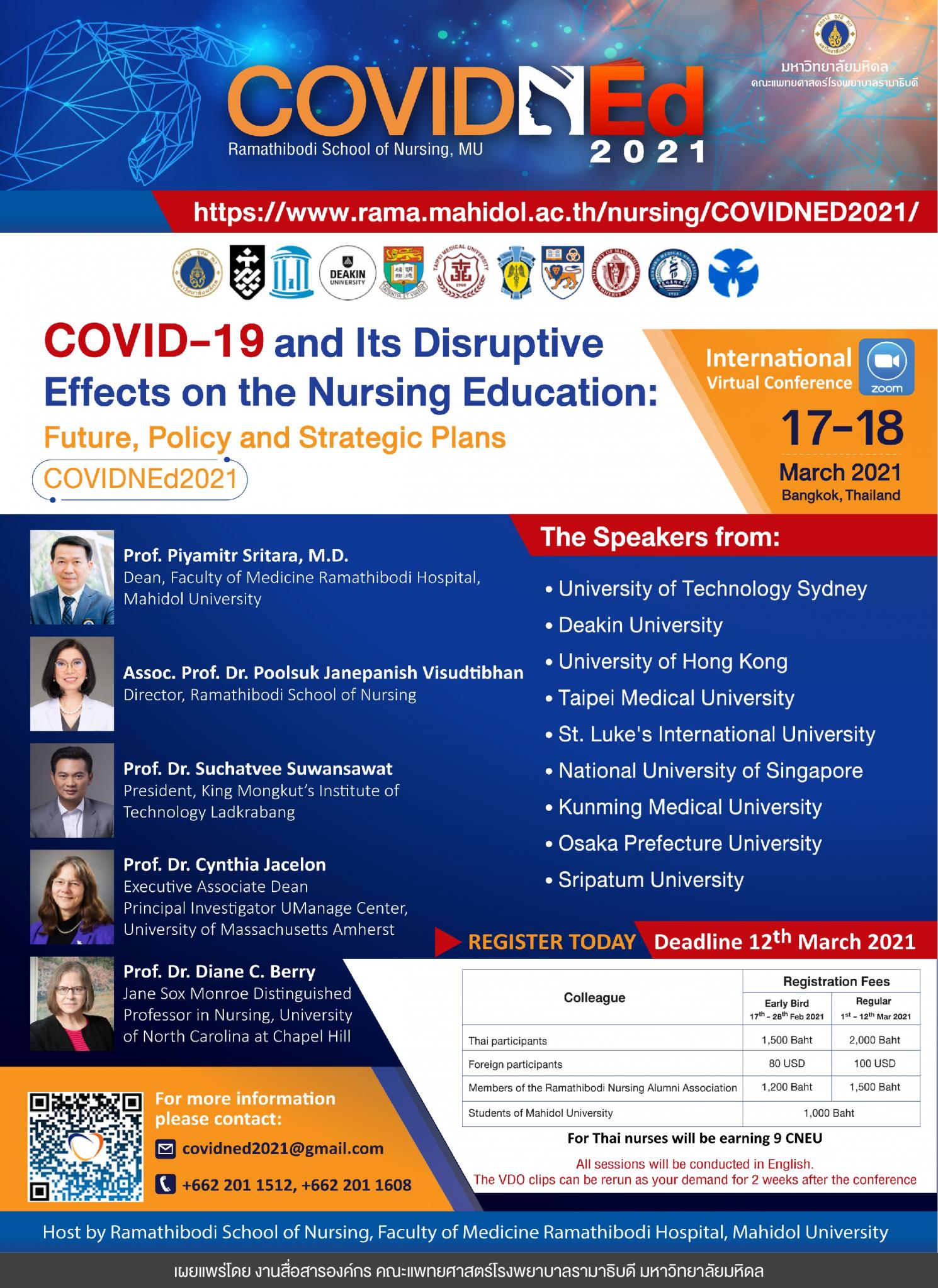 COVID-19 and Its Disruptive Effects on the Nursing Education: Future, Policy and Strategic Plans COVIDNEd2021