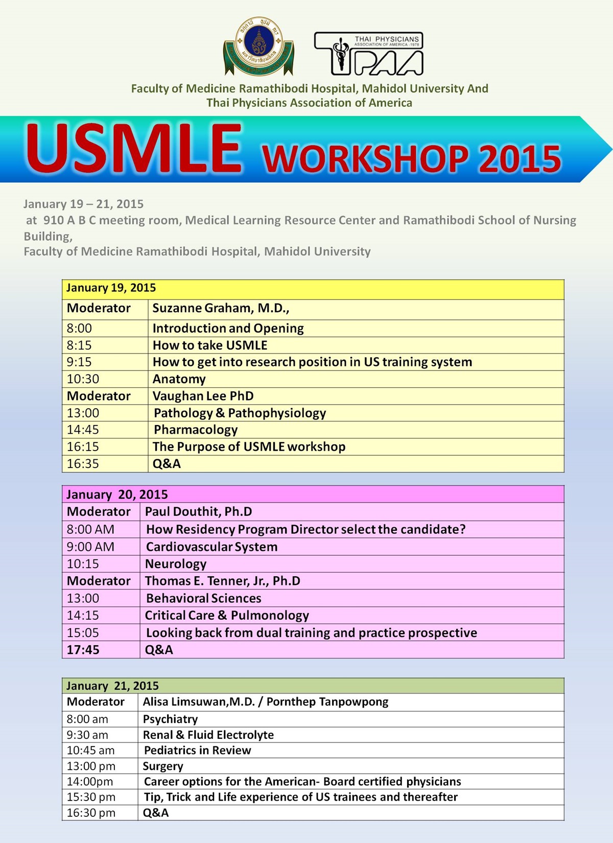 USMLE WORKSHOP 2015