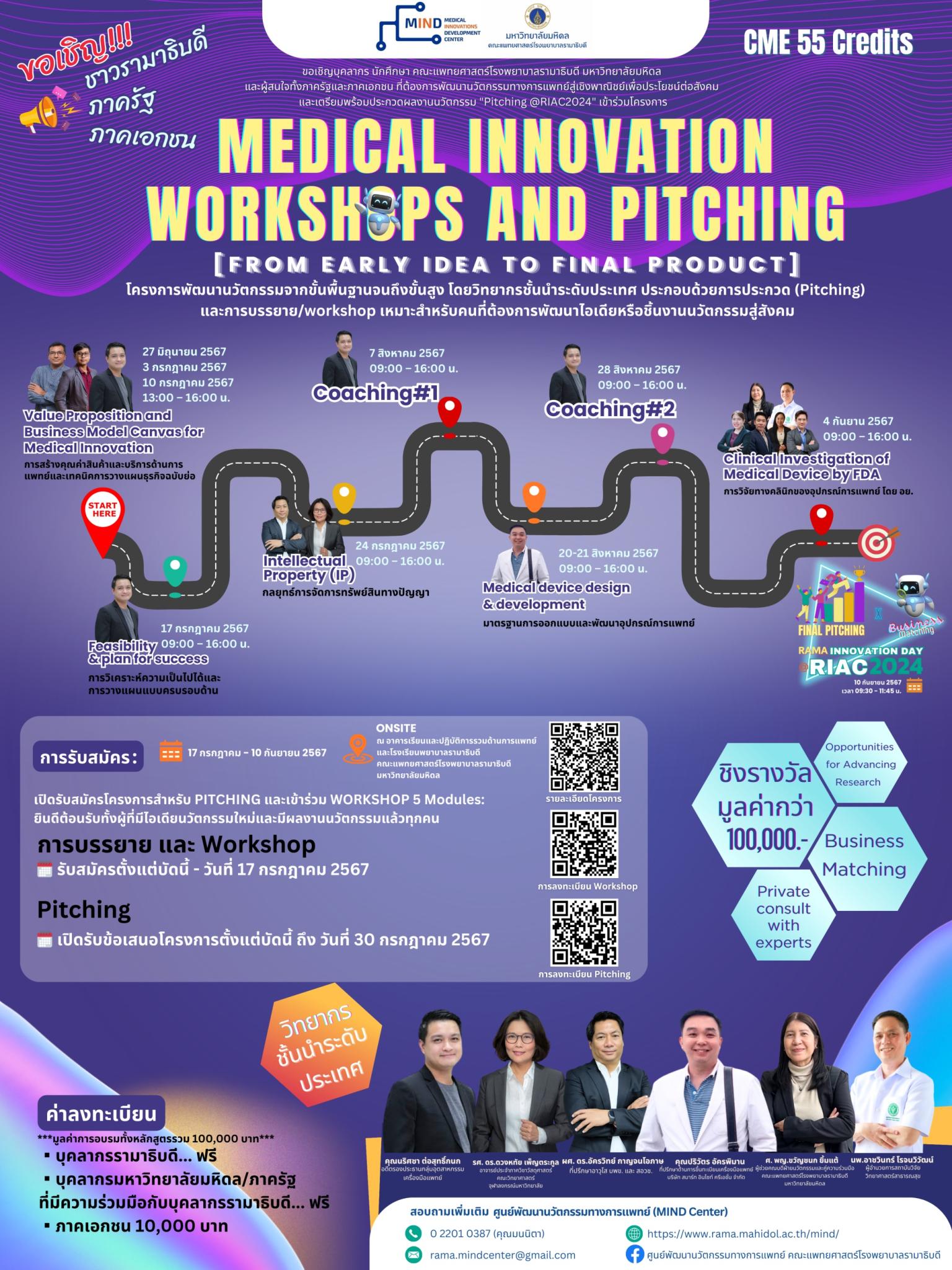 ขอเชิญผู้สนใจ เข้าร่วมโครงการ MEDICAL INNOVATION WORKSHOPS AND PITCHING [FROM EARLY IDEA TO FINAL PRODUCT]