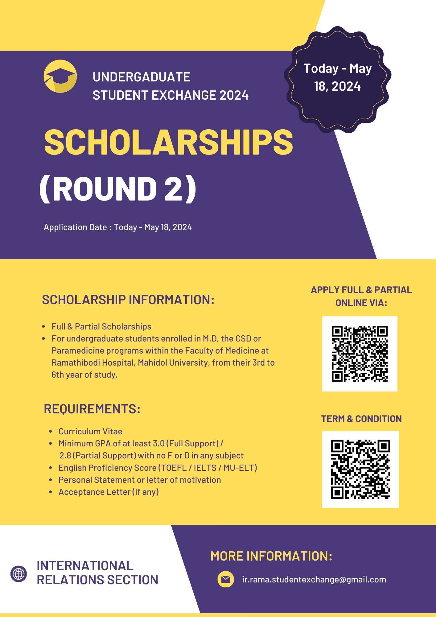 UNDERGADUATE STUDENT EXCHANGE 2024 SCHOLARSHIPS (ROUND 2)