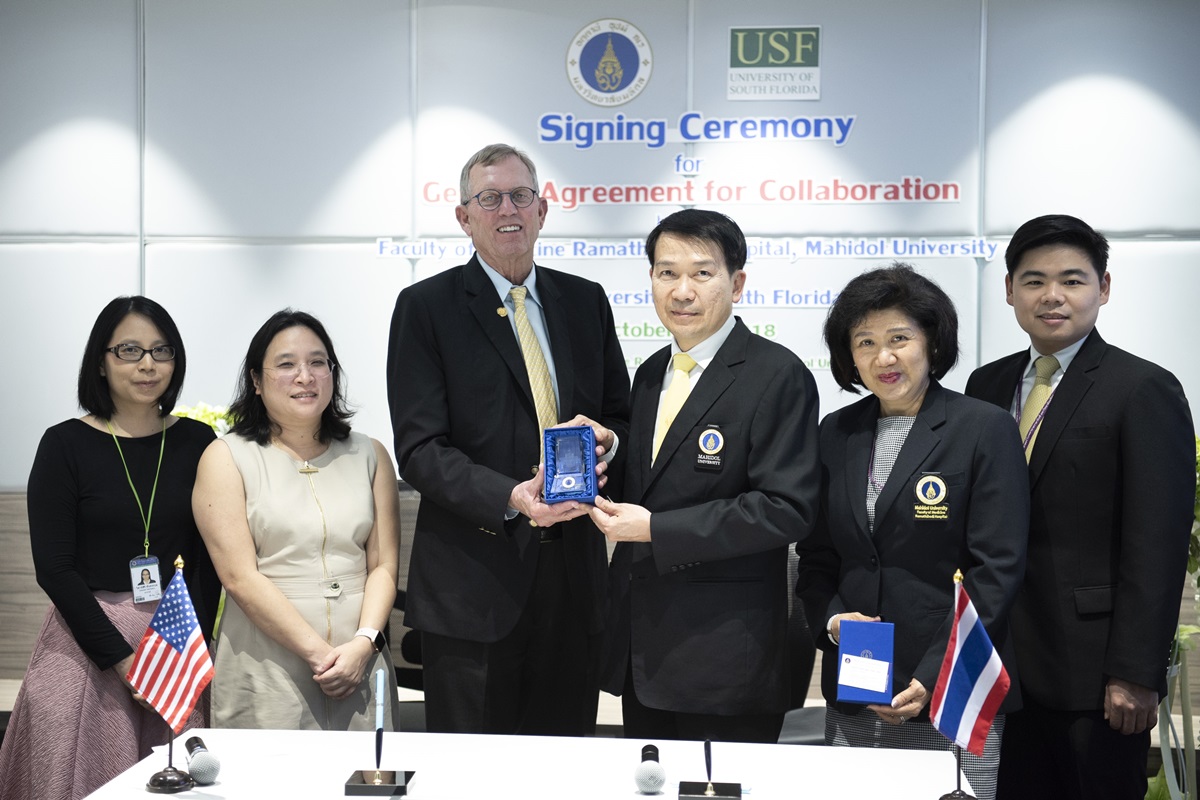 พิธีลงนามข้อตกลงความร่วมมือทางวิชาการระหว่างคณะแพทยศาสตร์โรงพยาบาลรามาธิบดี มหาวิทยาลัยมหิดล กับ University of South Florida