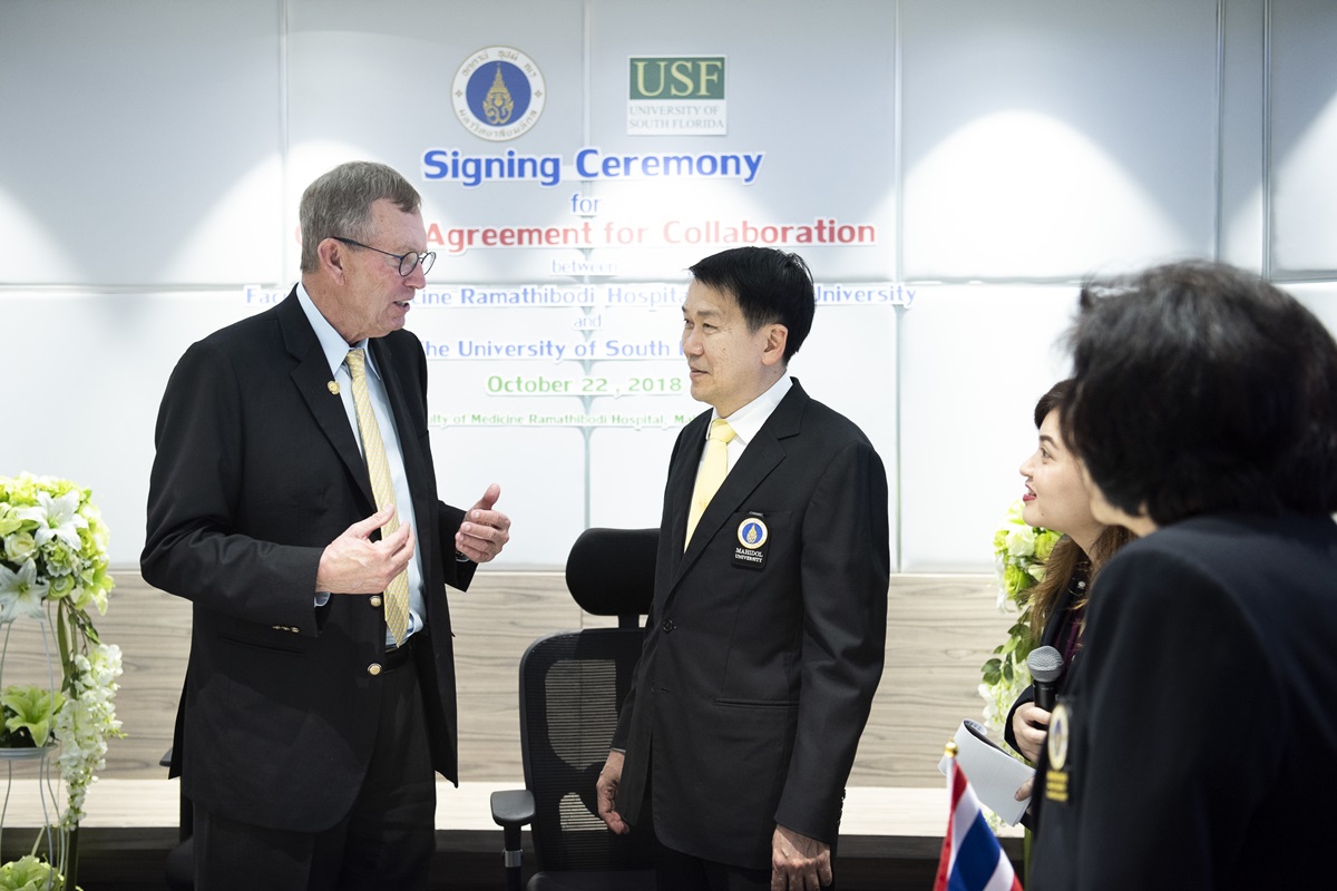 พิธีลงนามข้อตกลงความร่วมมือทางวิชาการระหว่างคณะแพทยศาสตร์โรงพยาบาลรามาธิบดี มหาวิทยาลัยมหิดล กับ University of South Florida