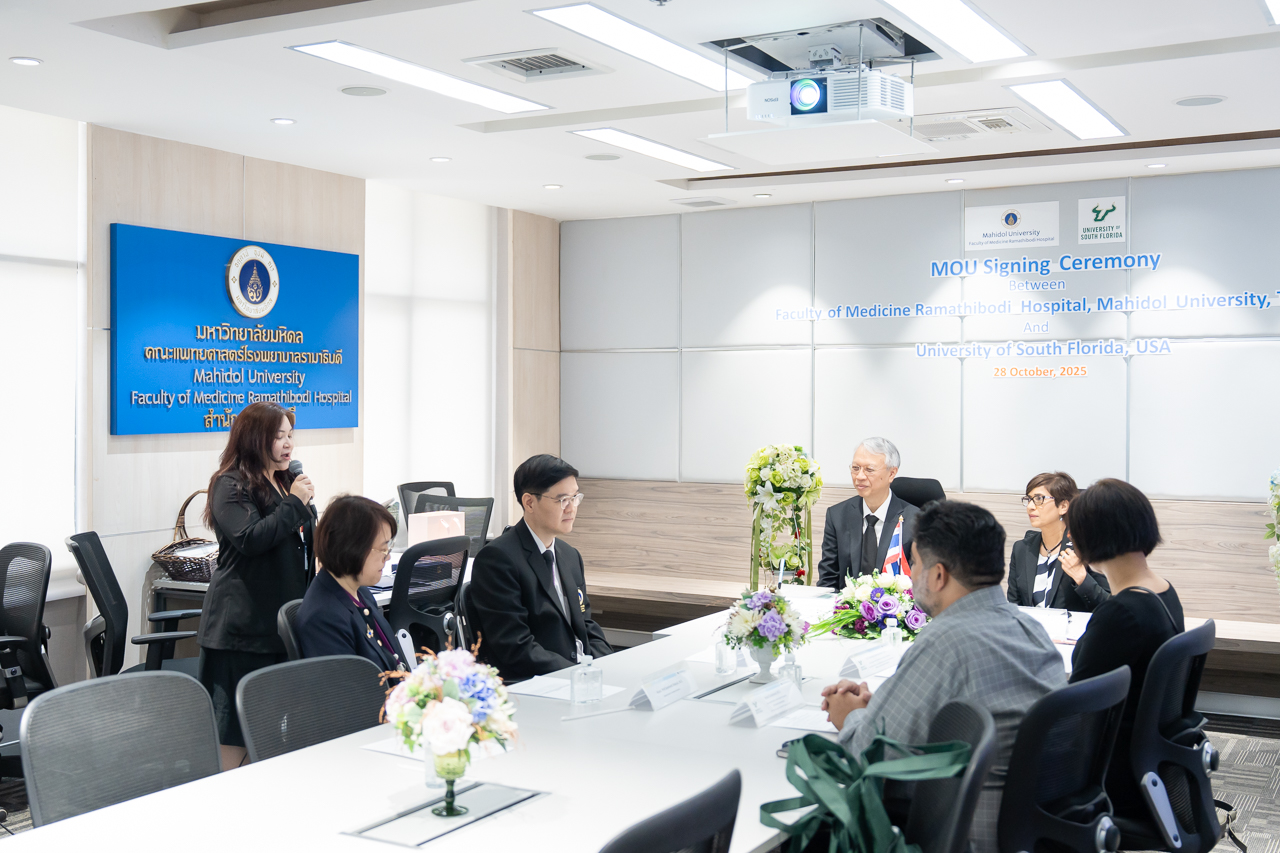 พิธีลงนามบันทึกข้อตกลงความร่วมมือ (MOU) ระหว่าง คณะแพทยศาสตร์โรงพยาบาลรามาธิบดี มหาวิทยาลัยมหิดล และมหาวิทยาลัยเซาท์ฟลอริดา สหรัฐอเมริกา พิธีลงนามบันทึกข้อตกลงความร่วมมือ (MOU) ระหว่าง คณะแพทยศาสตร์โรงพยาบาลรามาธิบดี มหาวิทยาลัยมหิดล และมหาวิทยาลัยเซาท์ฟลอริดา สหรัฐอเมริกา