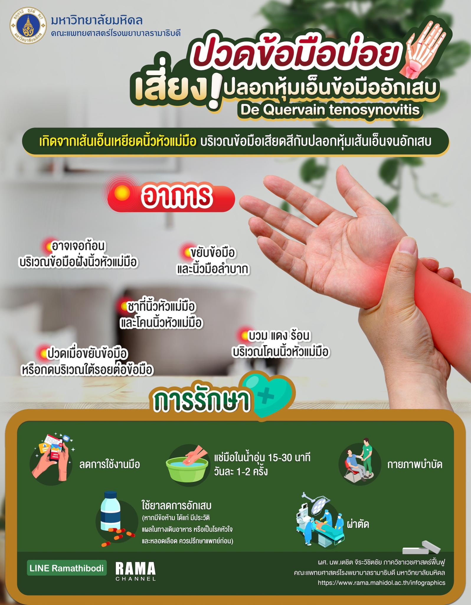 ปวดข้อมือบ่อย เสี่ยง ! ปลอกหุ้มเอ็นข้อมืออักเสบ