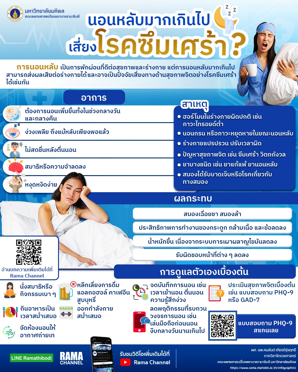 นอนหลับมากเกินไป เสี่ยงโรคซึมเศร้า ?