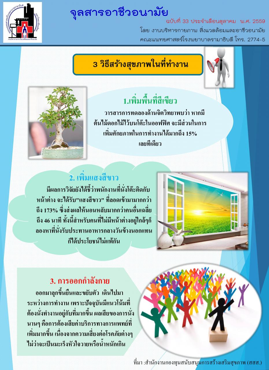 จุลสารอาชีวอนามัย ฉบับที่ 33 ประจำเดือนตุลาคม พ.ศ. 2559