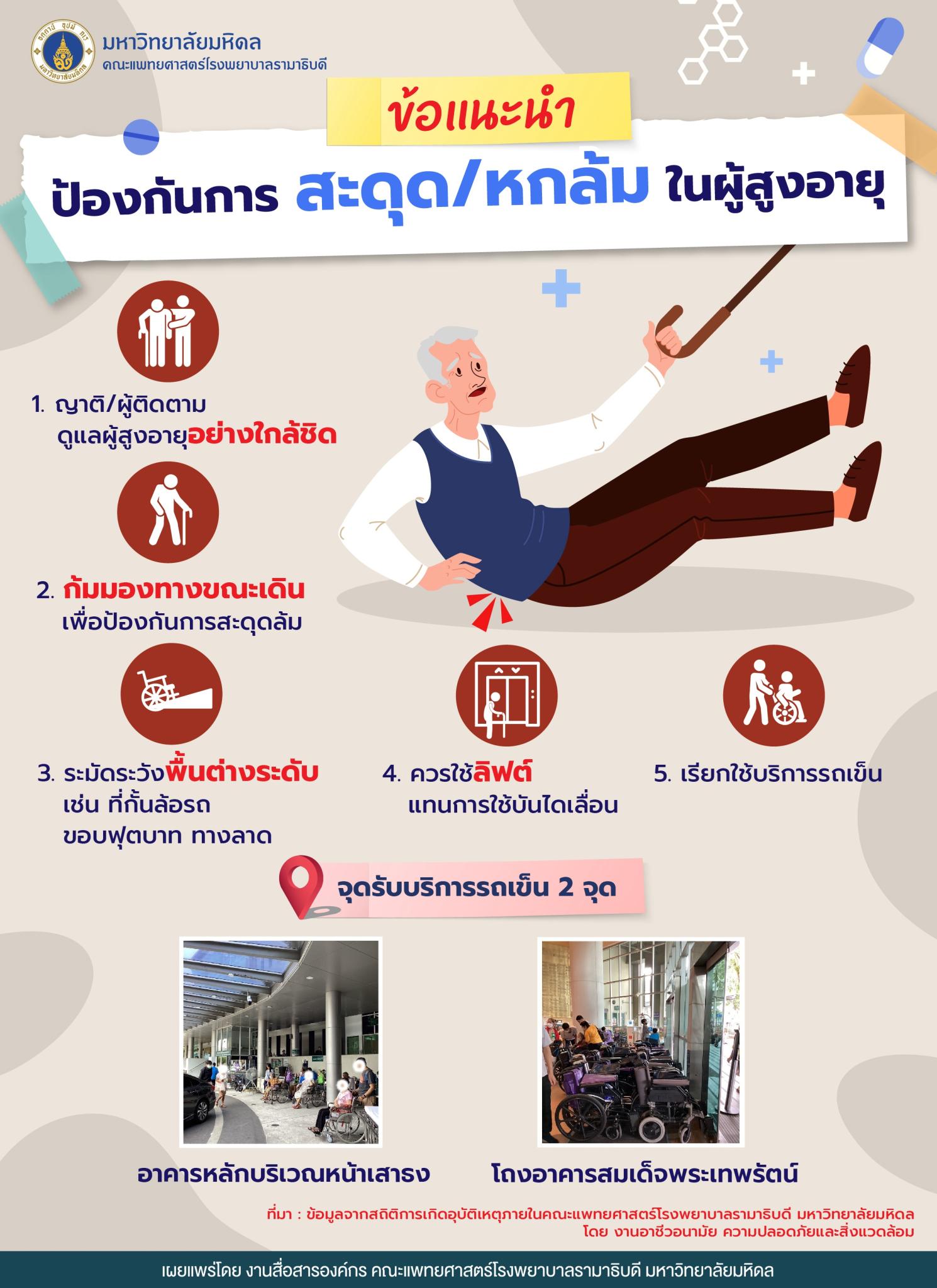 ข้อแนะนำ ป้องกันการสะดุด/หกล้ม ในผู้สูงอายุ