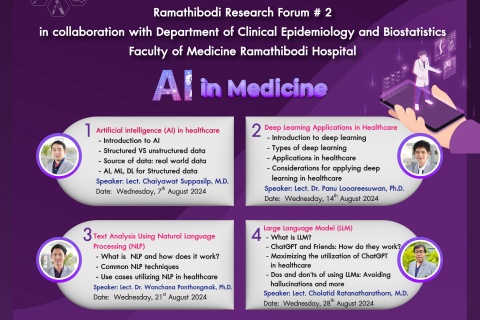 Ramathibodi Research Forum # 2 in collaboration with Department of Clinical Epidemiology and Biostatistics Faculty of Medicine Ramathibodi Hospital Al in Medicine