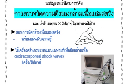 ขอเชิญชวนเข้าโครงการวิจัยการตรวจวัดความตึงของกล้ามเนื้อแฮมสตริง