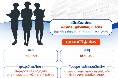 เปิดรับสมัครพยาบาล (ผู้ช่วยสอน) 6 อัตรา