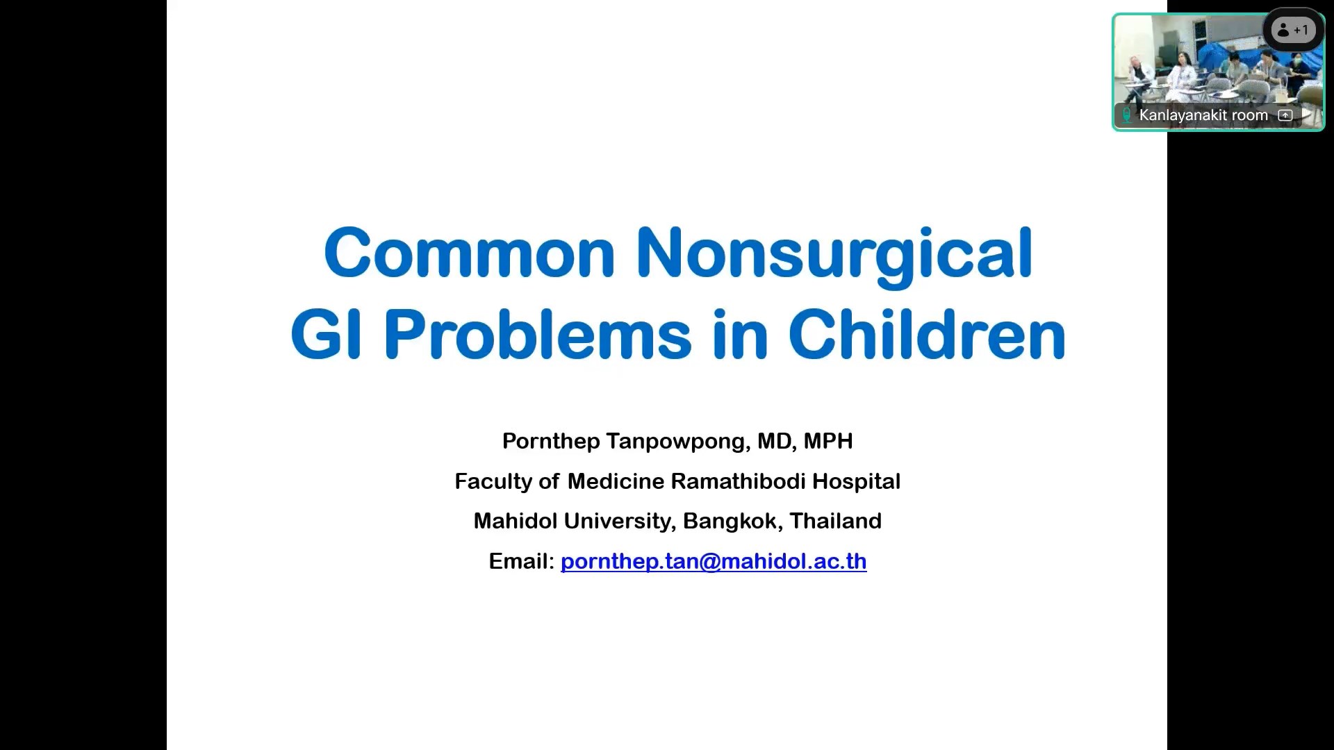 Common Nonsurgical Gl Problems in Children: Pornthep Tanpowpong,MD,MPH (08/08/24)