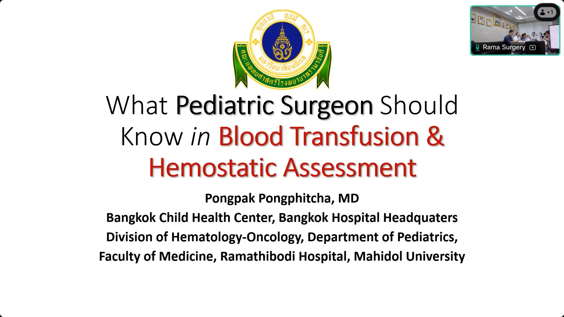 Blood Transfusion & Hemostatic Assessment