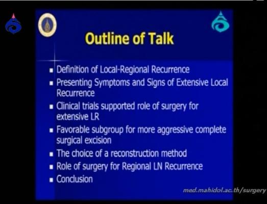 Presenting Symptoms and Signs of Extensive Local Recurrence