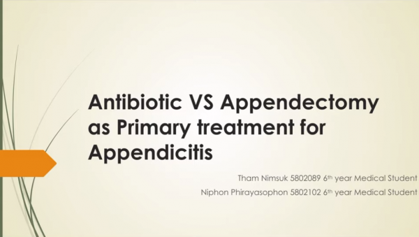 Scenario3 Aug 7, 2020 : Antibiotics VS Appendectomy as primary treatment for appendicitis